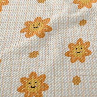 Orange Flower Lattice Birdseye Piqué