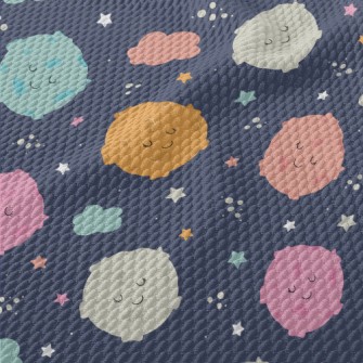 Planets And Starry Sky Of Diff Birdseye Piqué