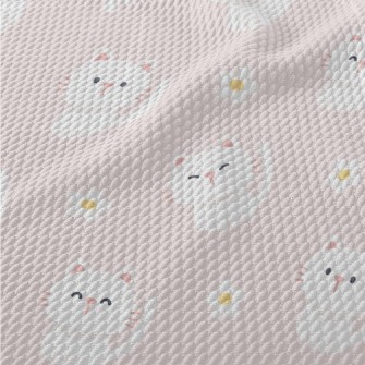 White Cute Cat Birdseye Piqué