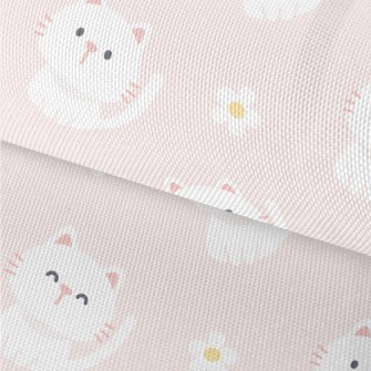 White Cute Cat Waterproof Oxford