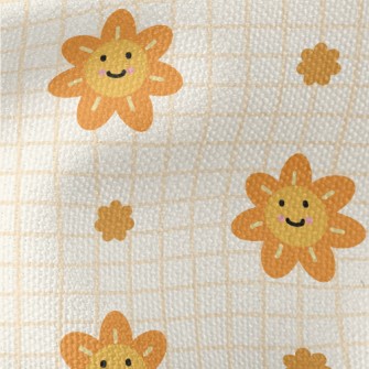 Orange Flower Lattice Waterproof Canvas