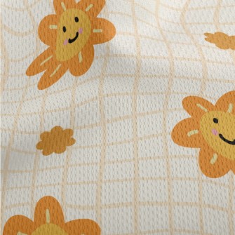 Orange Flower Lattice Athletic Mesh Flat Back