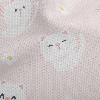 White Cute Cat Athletic Mesh Flat Back