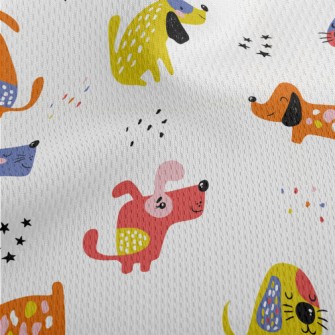 Colorful Dogs Athletic Mesh Flat Back