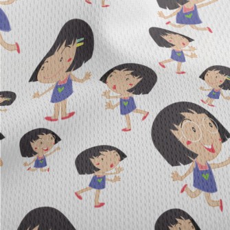 Cartoon Style Girl Athletic Mesh Flat Back
