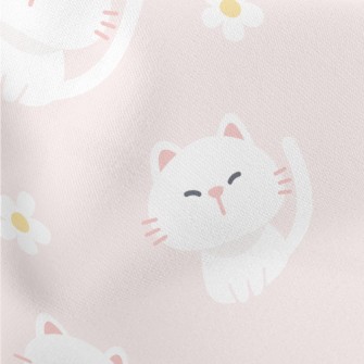 White Cute Cat Stretch Ponte