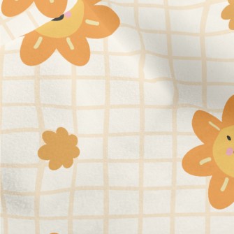 Orange Flower Lattice Micro Fleece