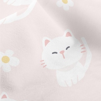 White Cute Cat Micro Fleece