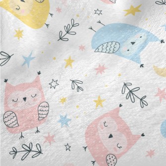 Cute Owl In Three Primary Colo Minky