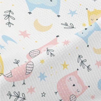Cute Owl In Three Primary Colo Piqué