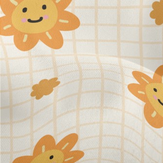 Orange Flower Lattice Lightweight Performance Linen