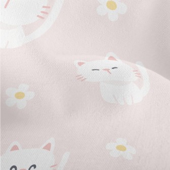 White Cute Cat Lightweight Performance Linen