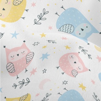 Cute Owl In Three Primary Colo Lightweight Performance Linen
