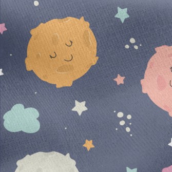Planets And Starry Sky Of Diff Jersey Backed Fleece