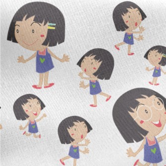 Cartoon Style Girl Jersey Backed Fleece