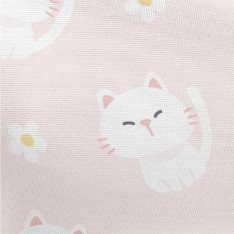 White Cute Cat Pongee