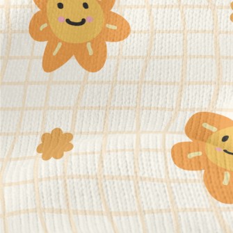 Orange Flower Lattice Stretch Jersey