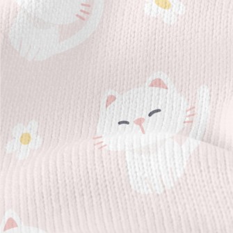 White Cute Cat Stretch Jersey