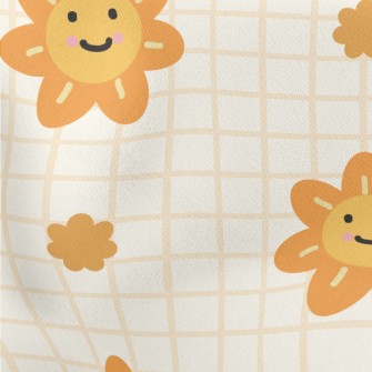 Orange Flower Lattice Lightweight Cotton Poplin