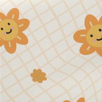 Orange Flower Lattice Midweight Cotton Poplin