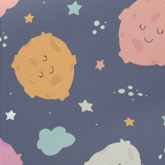 Planets And Starry Sky Of Diff Midweight Cotton Poplin