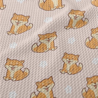 Silly And Cute Shiba Inu Birdseye Piqué