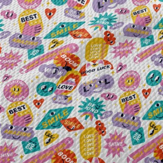 Colorful Text Patterns Birdseye Piqué