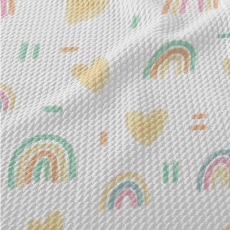 Hand-painted Rainbow Heart Pat Birdseye Piqué
