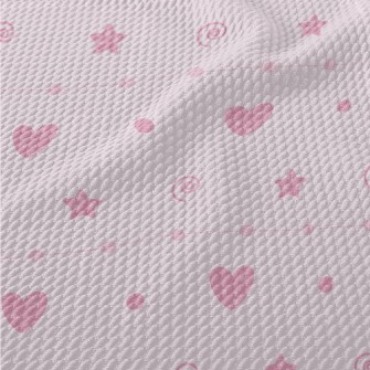 Pink Hearts And Stars Birdseye Piqué