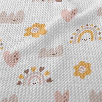 Simple Cute Smiling Clouds And Birdseye Piqué