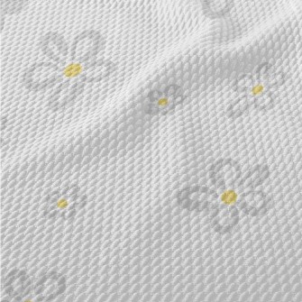Simple Gray Small Flowers Birdseye Piqué