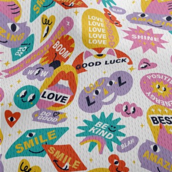 Colorful Text Patterns Athletic Mesh Flat Back