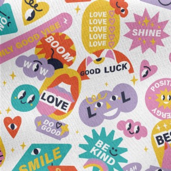 Colorful Text Patterns Jersey Backed Fleece
