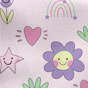 Simple Shape Of Flowers And Pl Jersey Backed Fleece