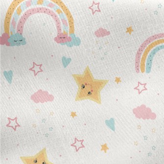 Colorful Stars And Rainbow Jersey Backed Fleece