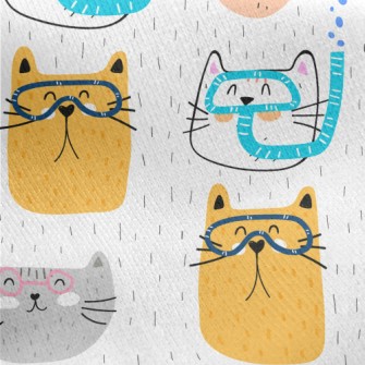 Cat With Diving Goggles Jersey Backed Fleece