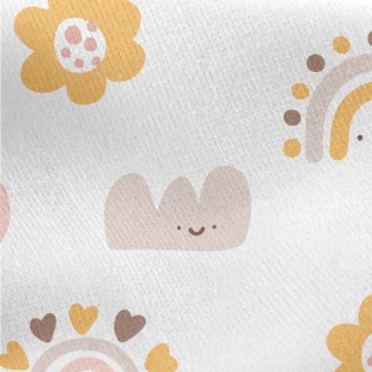 Simple Cute Smiling Clouds And Jersey Backed Fleece