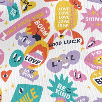 Colorful Text Patterns Stretch Jersey