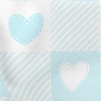 Light Blue Tailor Love Heart P Lightweight Cotton Poplin