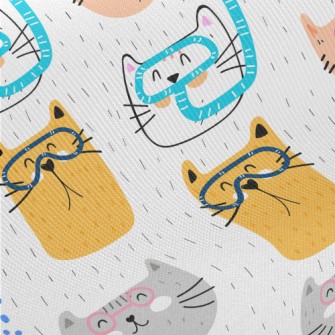 Cat With Diving Goggles Midweight Cotton Poplin