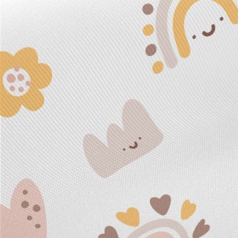 Simple Cute Smiling Clouds And Midweight Cotton Poplin