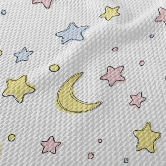 Hand Drawn Simple Stars And Mo Birdseye Piqué