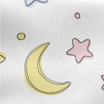 Hand Drawn Simple Stars And Mo Jersey Backed Fleece