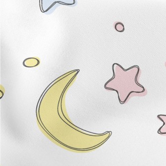Hand Drawn Simple Stars And Mo Lightweight Cotton Poplin