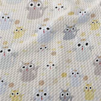 Cute Cat Birdseye Piqué