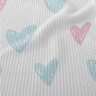 Hand Drawn Bright Love Heart Birdseye Piqué