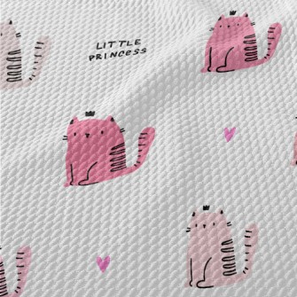 Pink Cute Cat Birdseye Piqué