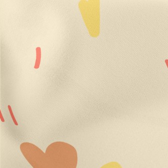 Hand Drawn Curved Love Heart Lightweight Cotton Poplin