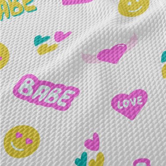 Bright Pink English Letters Birdseye Piqué