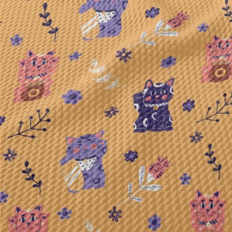 A Colorful Lucky Cat Birdseye Piqué
